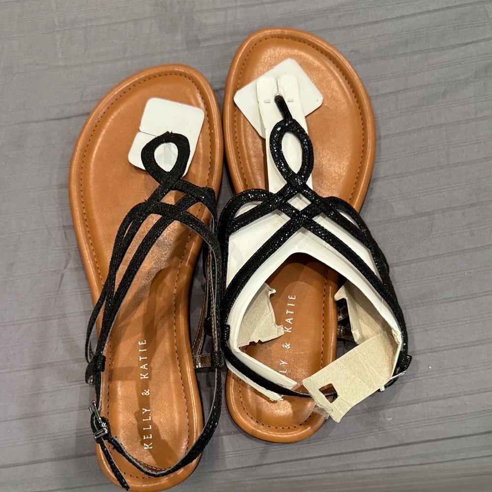 Kelly & Katie Black and White Strappy Sandals